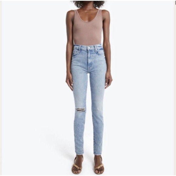 MOTHER Denim - Mother Super Swooner Skinny Jeans Out With The Old Women's Blue Size 28
